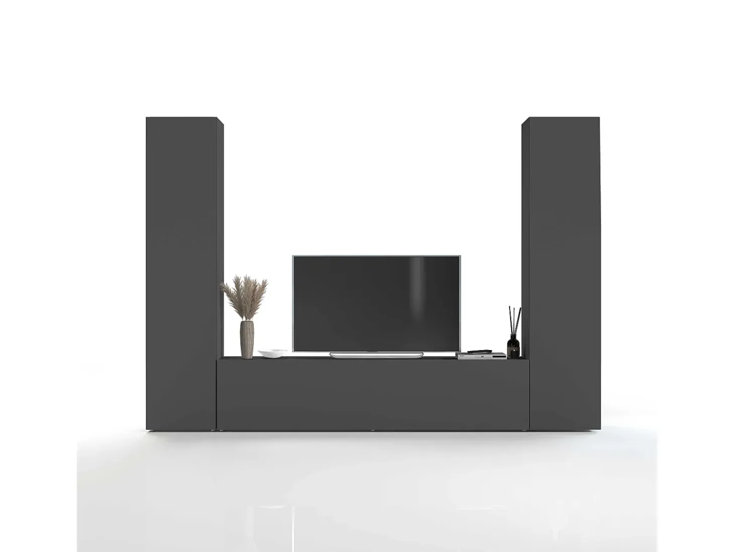 Vibe RT mueble TV moderno gris colgado sistema pared 2 armarios