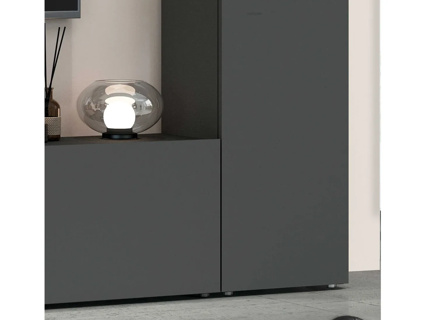 Vibe RT mueble TV moderno gris colgado sistema pared 2 armarios