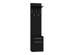VIONI - Guardarropa de entrada - Perchero de pared con balda - 5 ganchos - Cajón + contenedor