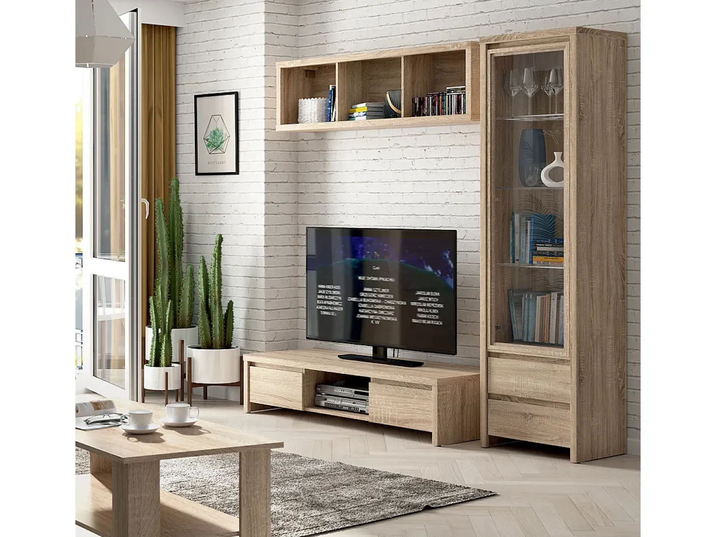 Vitrina 1 puerta 2 cajones Soren Madera