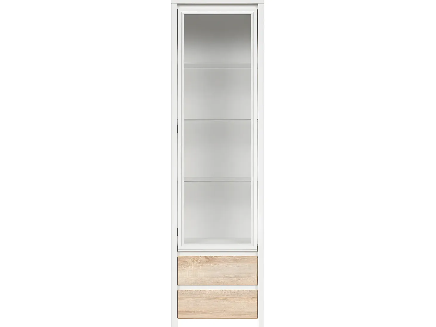 Vitrina 1 puerta 2 cajones Soren Blanco y Madera