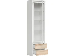 Vitrina 1 puerta 2 cajones Soren Blanco y Madera