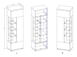 Vitrina 1 puerta colección NESS – Acabado Congo & Antracita – 10 nichos de almacenamiento – Sin LED