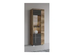 Vitrina 1 puerta izquierda BRAZZA – Apertura derecha – 5 nichos – Fachada acristalada nogal satinado