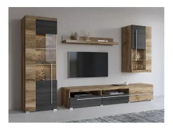 Vitrina 1 puerta izquierda BRAZZA – Apertura derecha – 5 nichos – Fachada acristalada nogal satinado