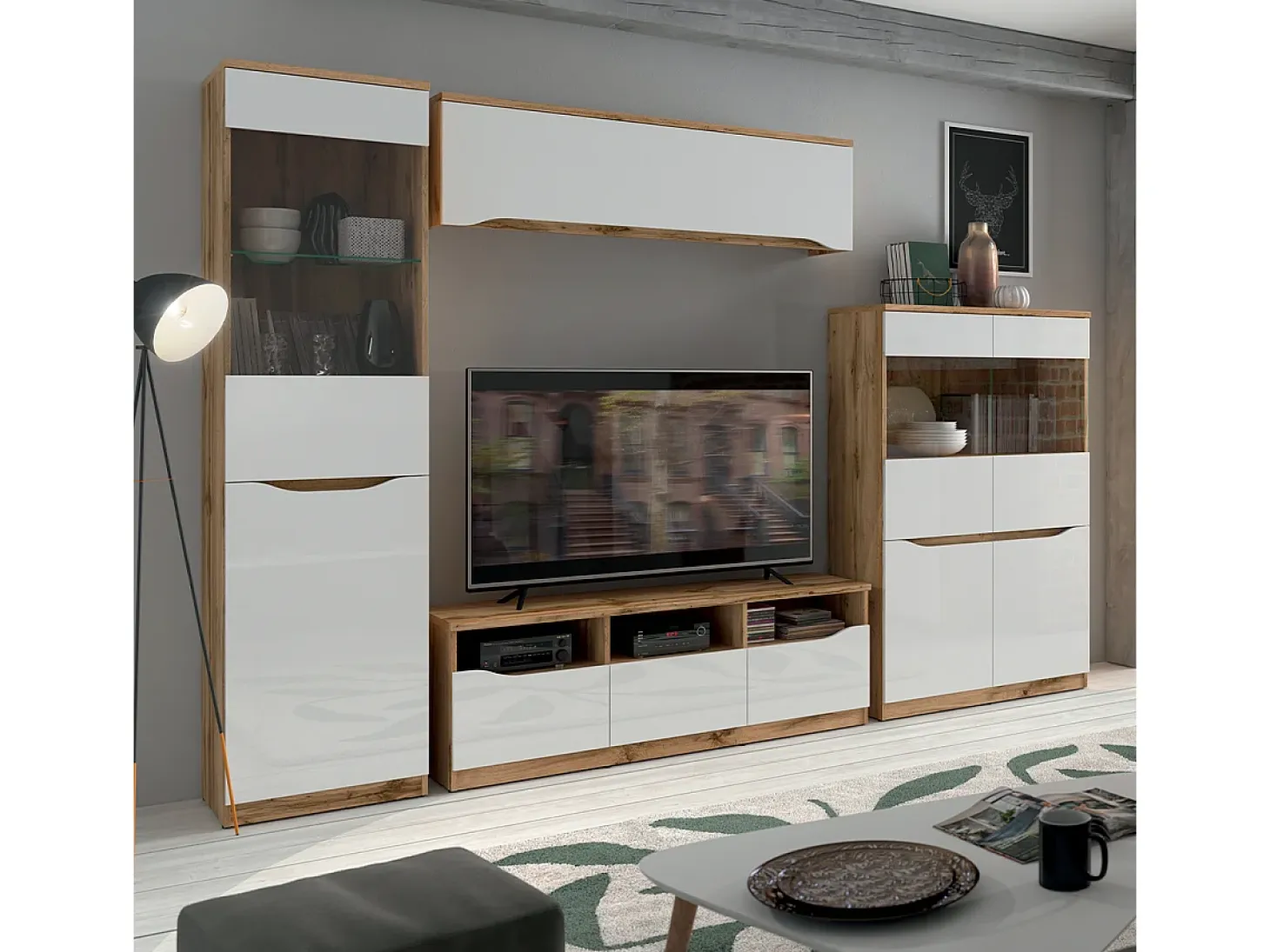 Vitrina 1 puerta June Blanco y Madera