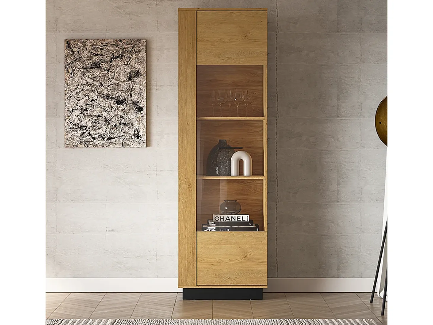 Vitrina 1 puerta Ysia Madera y Negro