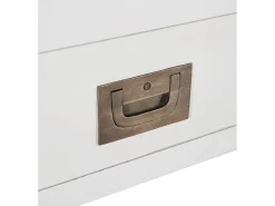 Vitrina 4 puertas 2 cajones madera maciza de mindi blanco Kourame 110 cm