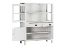 Vitrina 4 puertas 2 cajones madera maciza de mindi blanco Kourame 110 cm