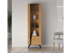 Vitrina 2 puertas apertura hacia la derecha Soah Madera y Negro