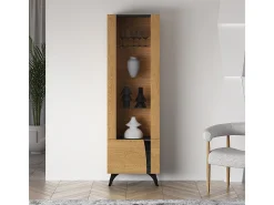 Vitrina 2 puertas apertura hacia la izquierda Soah Madera y Negro