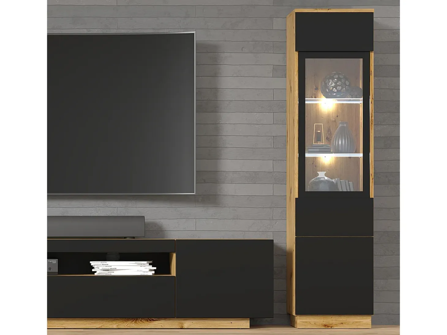 Vitrina 2 puertas Aurus Madera y Negro
