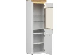 Vitrina 2 puertas con LED Nara Blanco y Madera