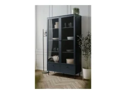 Vitrina 2 Puertas de Vidrio y 2 Cajones Azul Marino H183 cm - BOGOTÁ