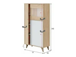 Vitrina 3 puertas Gala acabado roble/blanco 142 cm(alto) 77 cm(ancho)33 cm(largo)