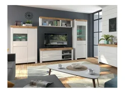 Vitrina 2 puertas Hella Blanco y Madera