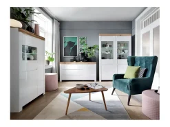 Vitrina 2 puertas Hella Blanco y Madera