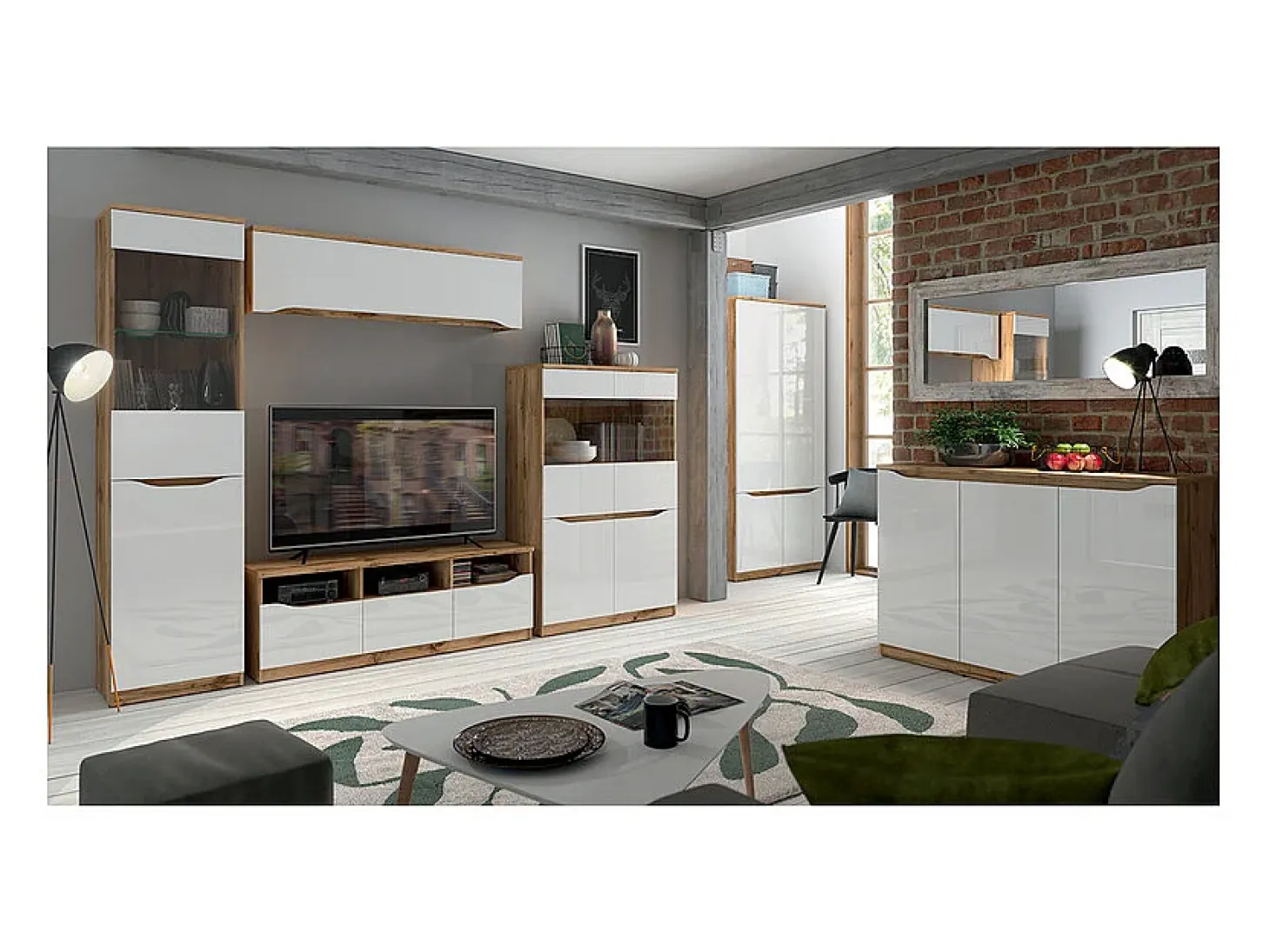 Vitrina 2 puertas June Blanco y Madera