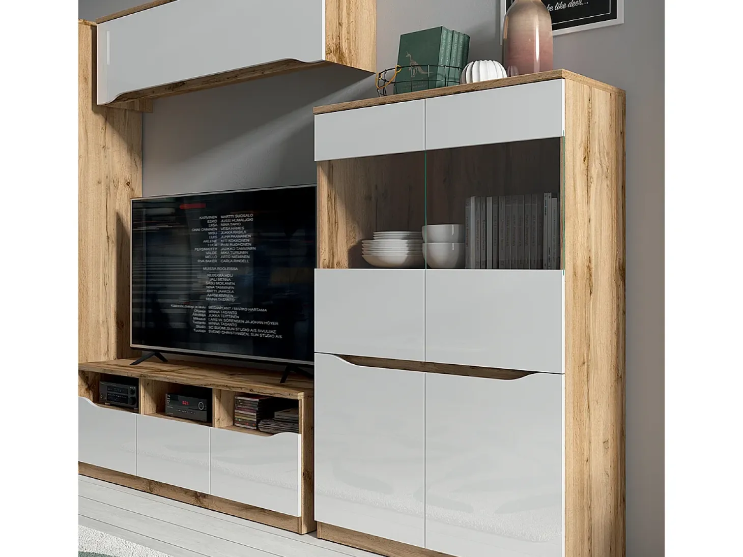 Vitrina 2 puertas June Blanco y Madera