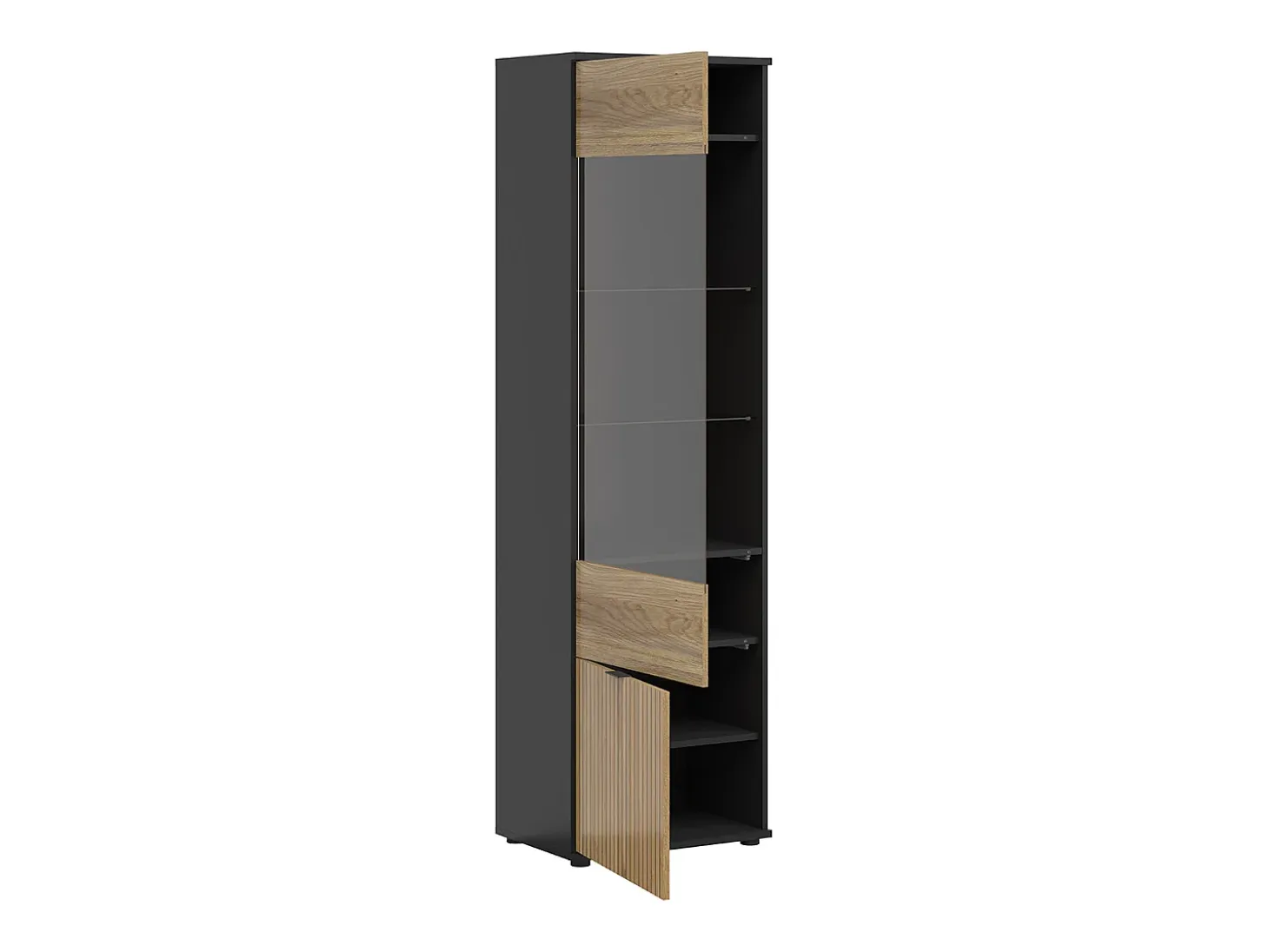 Vitrina 2 puertas Pia Negro y Madera