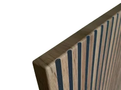Vitrina 2 puertas y 1 cajón con luces LED en MDF y vidrio ahumado - Negro y Natural - OVILA