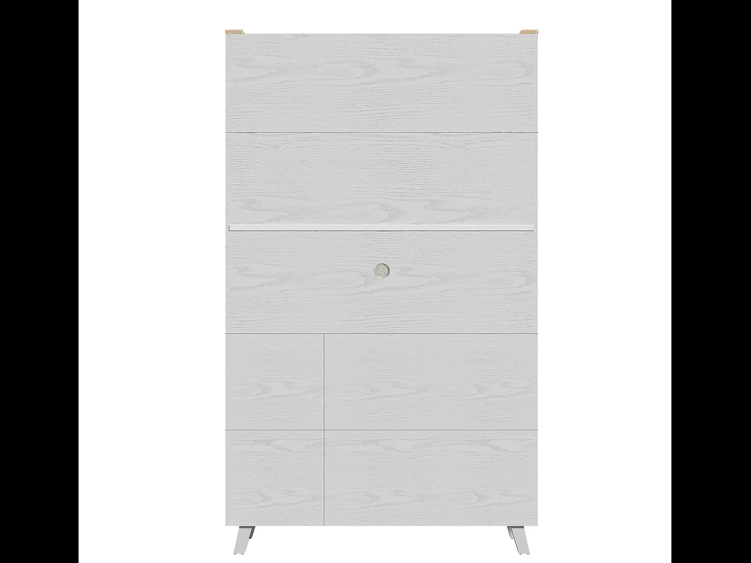 Vitrina Al. 190 cm - 5 puertas 1 cajón 3 compartimentos - tableros de partículas - Blanco