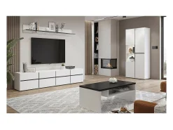 Vitrina alta 2 puertas colección HAVANA con LED integrado. Colores blanco y negro.