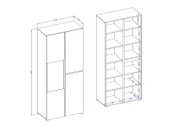Vitrina alta 2 puertas colección HAVANA con LED integrado. Colores blanco y negro.