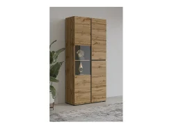 Vitrina alta 2 puertas colección HAVANA. Color roble y negro.