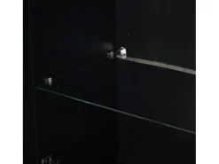 Vitrina alta con 3 cajones y 1 puerta acrílica, cuerpo de MDF lacado en negro, LED incluido - 60x35x180cm