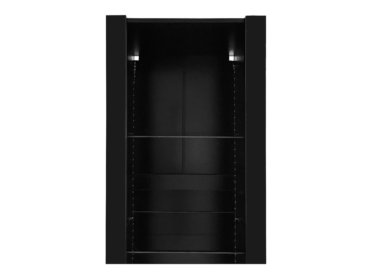 Vitrina alta con 3 estantes de cristal, cuerpo de MDF lacado en negro, LED incluido - 55x38x166cm