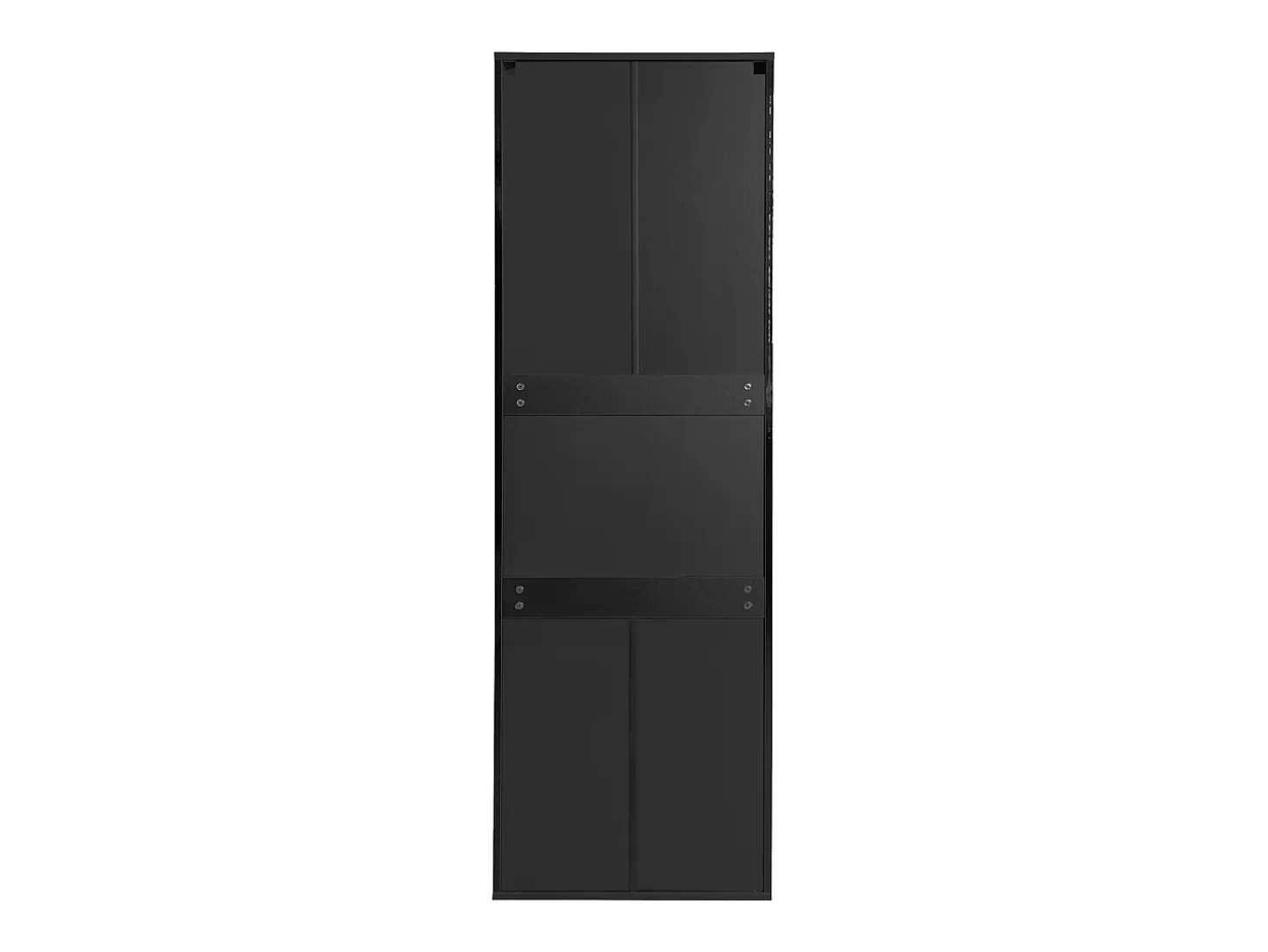 Vitrina alta con 3 estantes de cristal, cuerpo de MDF lacado en negro, LED incluido - 55x38x166cm