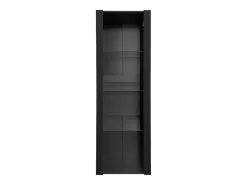 Vitrina alta con 3 estantes de cristal, cuerpo de MDF lacado en negro, LED incluido - 55x38x166cm