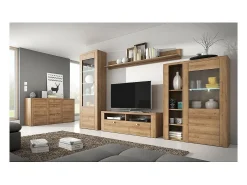 Vitrina alta diseño 1 puerta, colección SANTIAGO. Color roble.