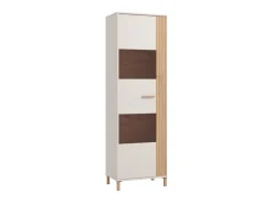 Vitrina Alta en Melamina Color Cashmere y Roble Artisan con 1 Puerta Acristalada - Medidas 59,5x40x192,5 cm