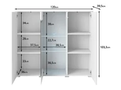 Vitrina alta moderna 120 cm para salón 3 puertas roble wotan mate