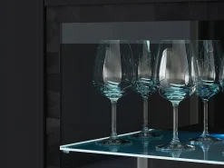 Vitrina alta moderna 120 cm para salón 3 puertas grafito negro mate