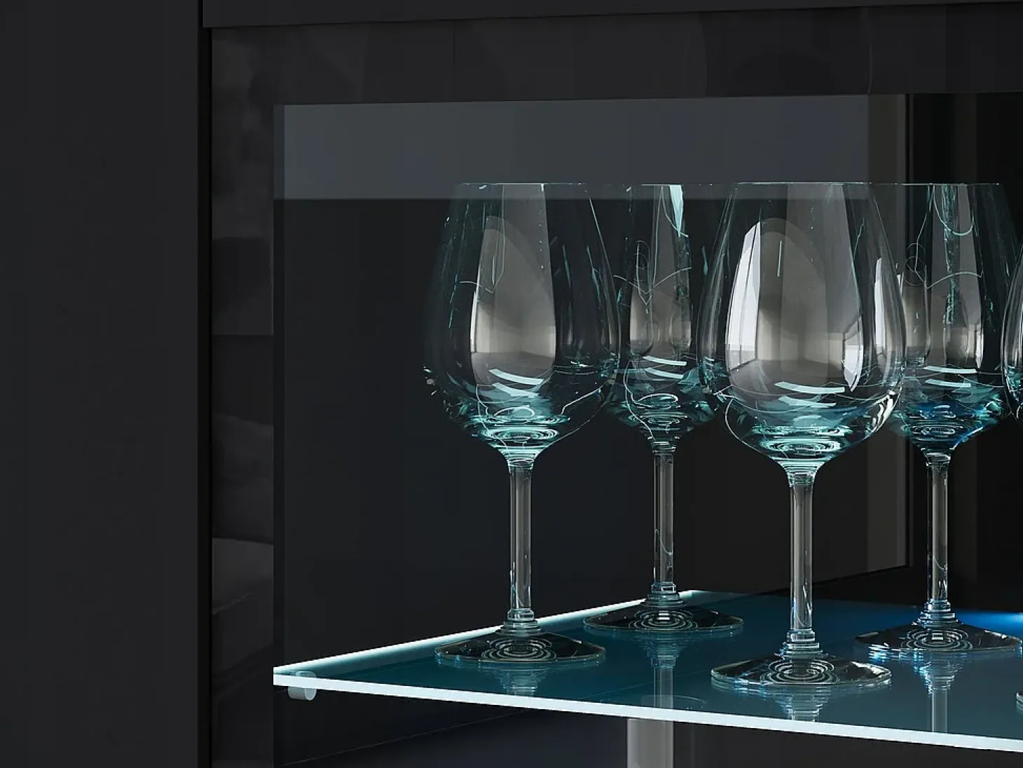 Vitrina alta moderna 120 cm para salón 3 puertas grafito negro mate