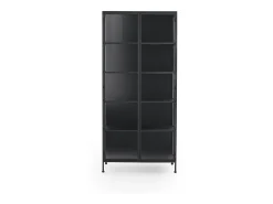 Vitrina alta puertas y laterales de cristal estructura metal negra