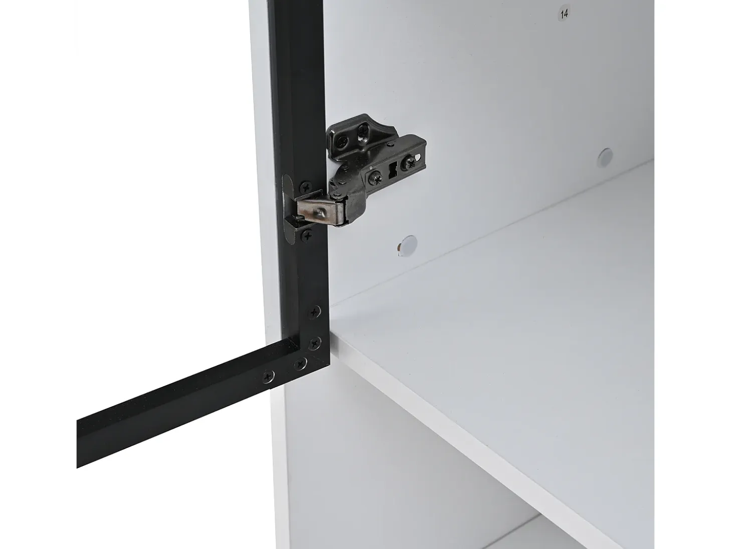 Vitrina alta 80x34x180 cm blanca con cajón, puertas de cristal e iluminación LED