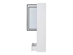 Vitrina alta 80x34x180 cm blanca con cajón, puertas de cristal e iluminación LED