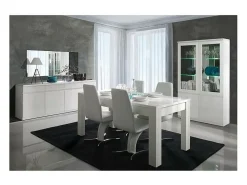 Vitrina aparador FABIO - Blanco Brillante con LED - Estilo Diseño - 110 x 190 x 40 cm