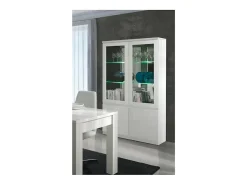 Vitrina aparador FABIO - Blanco Brillante con LED - Estilo Diseño - 110 x 190 x 40 cm