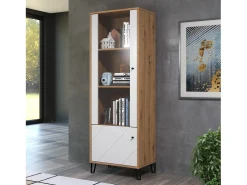 Vitrina artesanal Kidou roble y blanco mate 123 cm