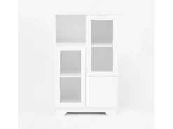 Vitrina blanca - Mueble de comedor con 2 puertas y 1 cajón - Almacenaje abierto - para dormitorio y salón