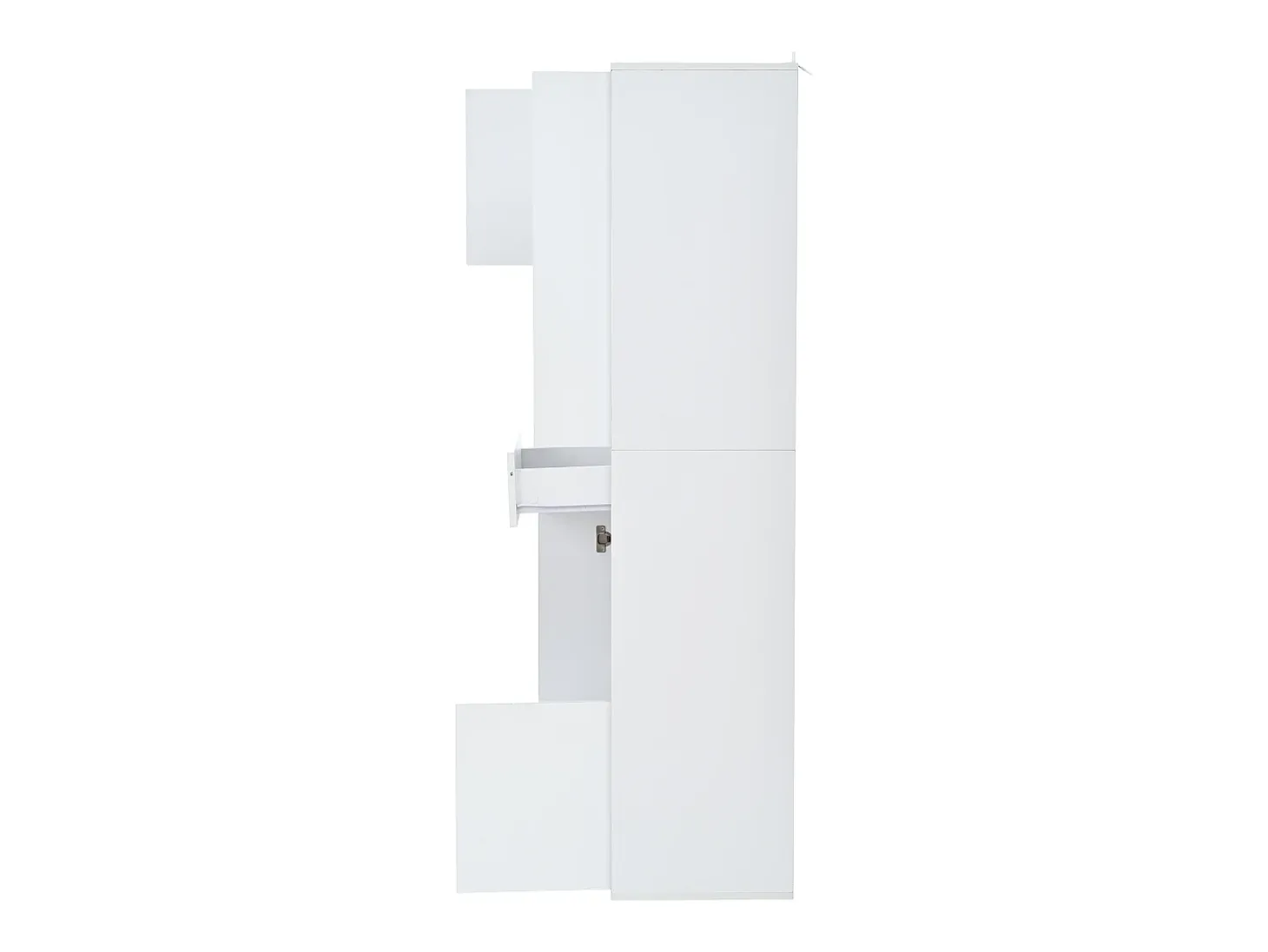Vitrina blanca con 1 cajón, 4 puertas e iluminación LED, estantes de cristal, 55x38x170 cm
