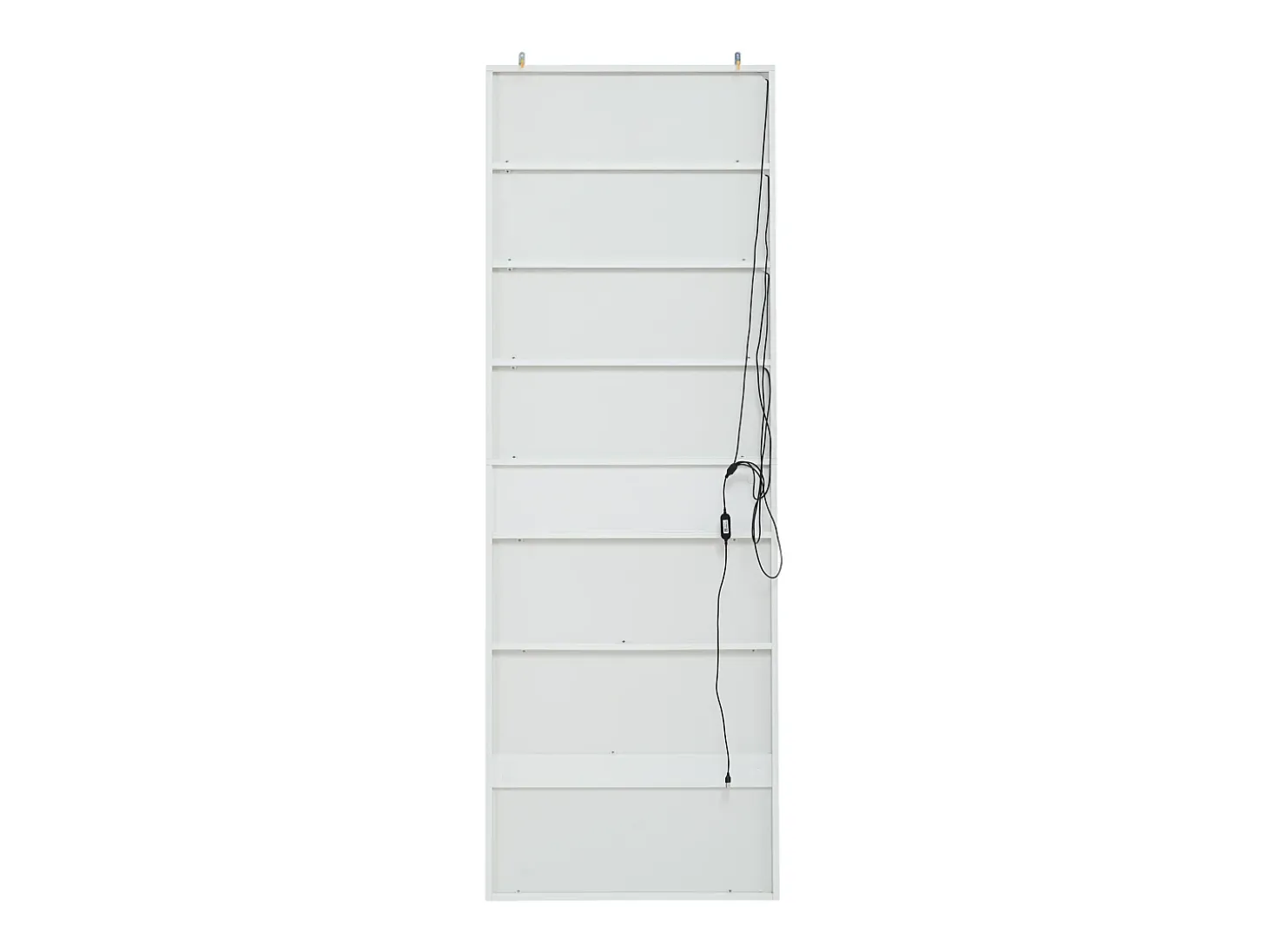 Vitrina blanca con 2 puertas, 2 puertas de cristal, cajón y luces LED, tablero aglomerado