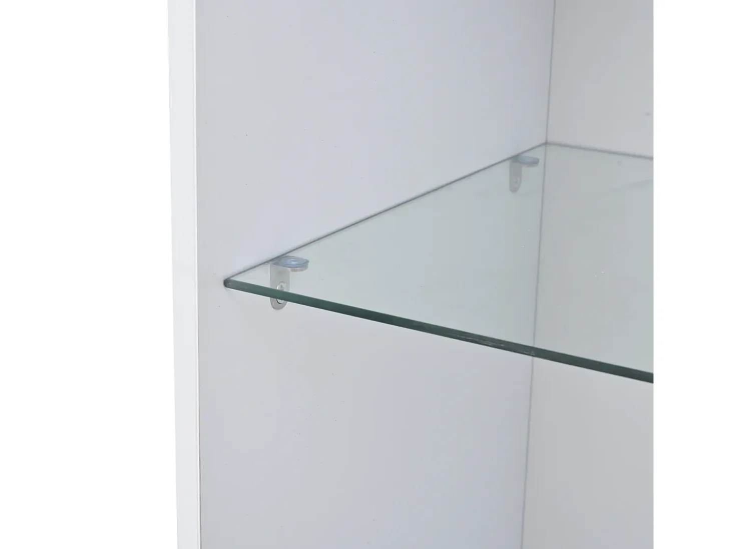 Vitrina blanca con 1 puerta de acrílico, estantes de almacenamiento y luz LED