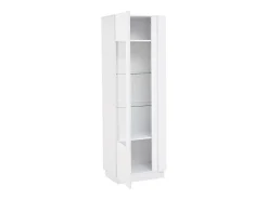 Vitrina blanca con 1 puerta de acrílico, estantes de almacenamiento y luz LED
