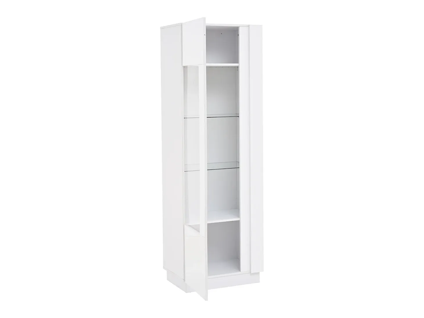 Vitrina blanca con 1 puerta de acrílico, estantes de almacenamiento y luz LED